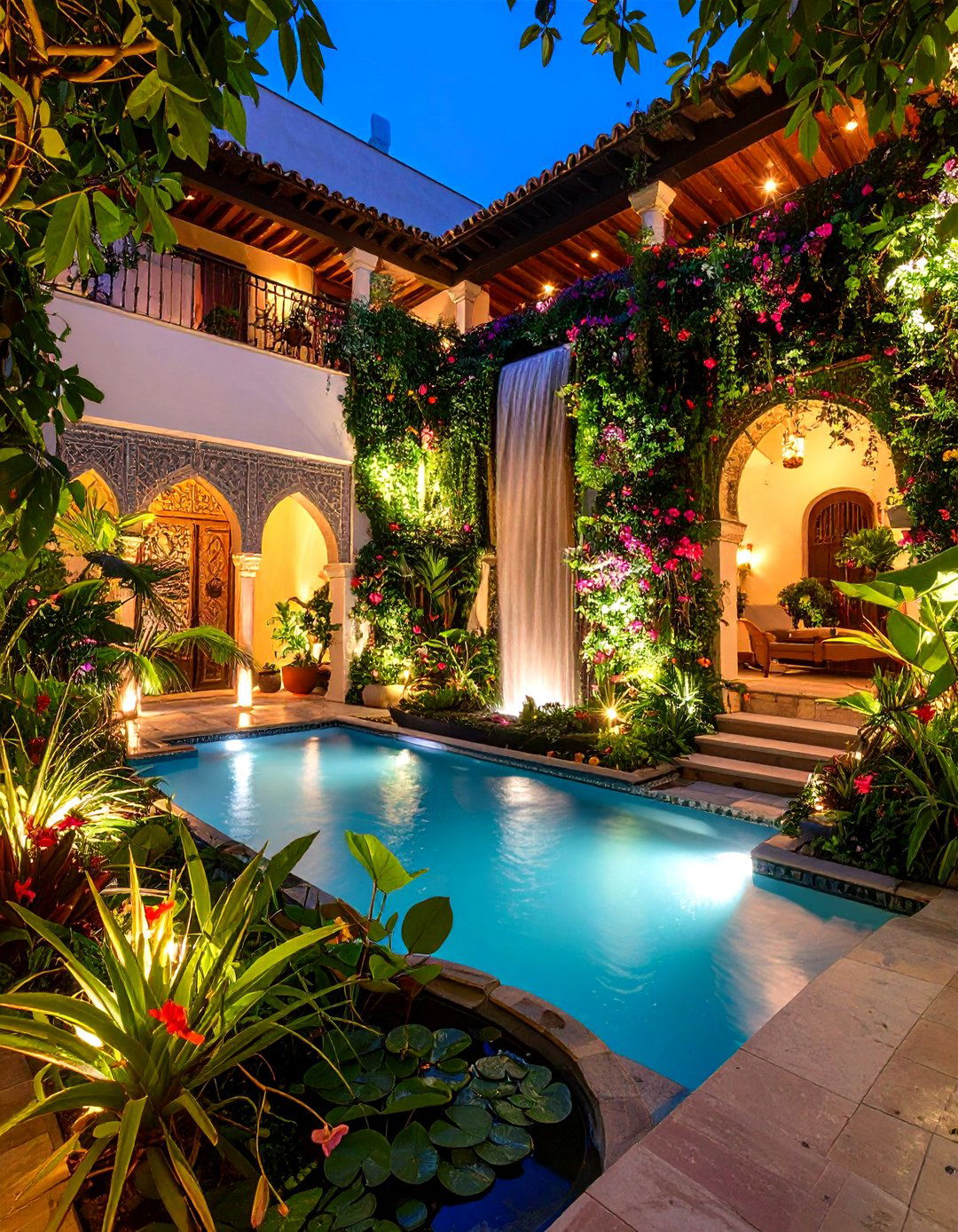 Spanish Courtyard Water Wall Symphony - 24 Spanish Courtyard Ideas