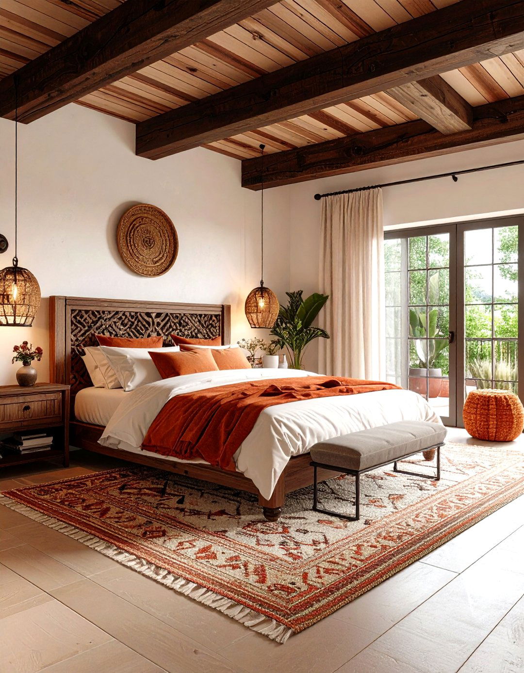 Spanish Modern Bedroom with Exposed Beam Ceilings - 24 spanish interior design ideas