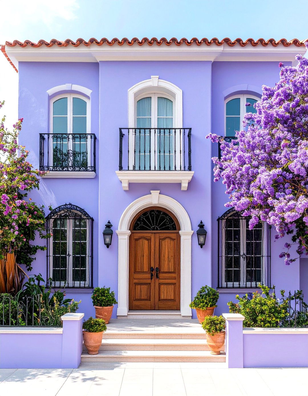 Spanish Revival Lavender Hacienda - 24 Purple House Exterior Ideas