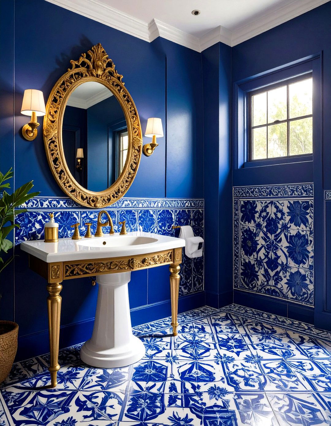 Spanish Tile Powder Room Statement - 24 Spanish Modern Interior Design Ideas