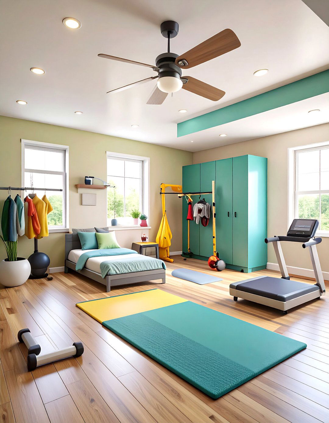 Spare Bedroom Multi Purpose Fitness Studio - 24 Small Home Gym Ideas