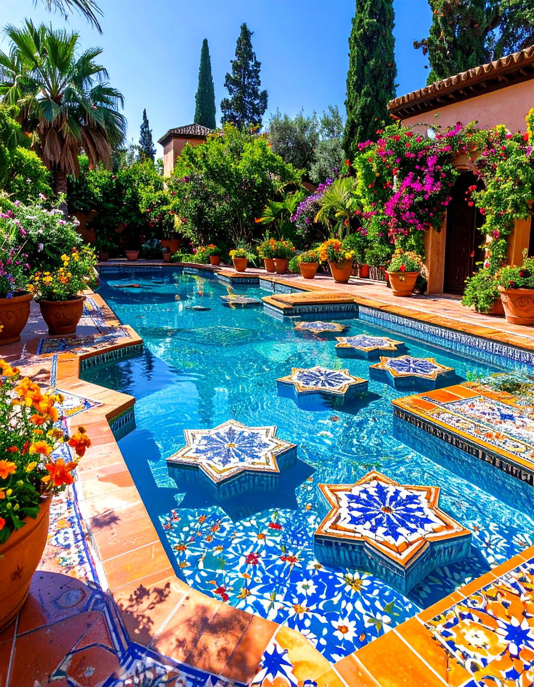 Specialty Shape Pool Waterline Tiles with Unique Geometry - 24 Waterline Pool Tile Ideas