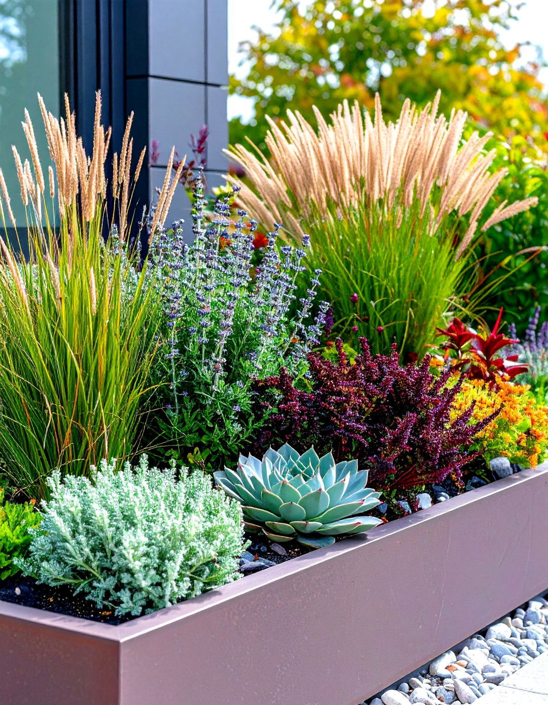 Spiky and Structural Texture Garden - 24 Fall Flower Box Ideas