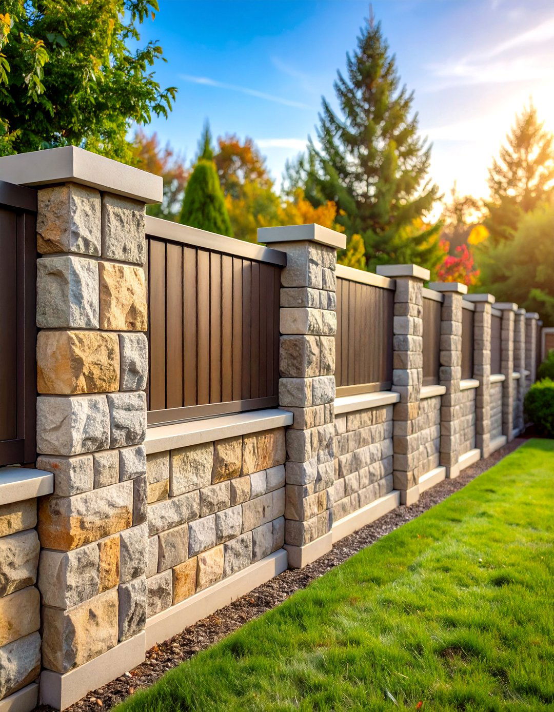 Split Face Textured Block Fence - 24 Cinder Block Fence Ideas