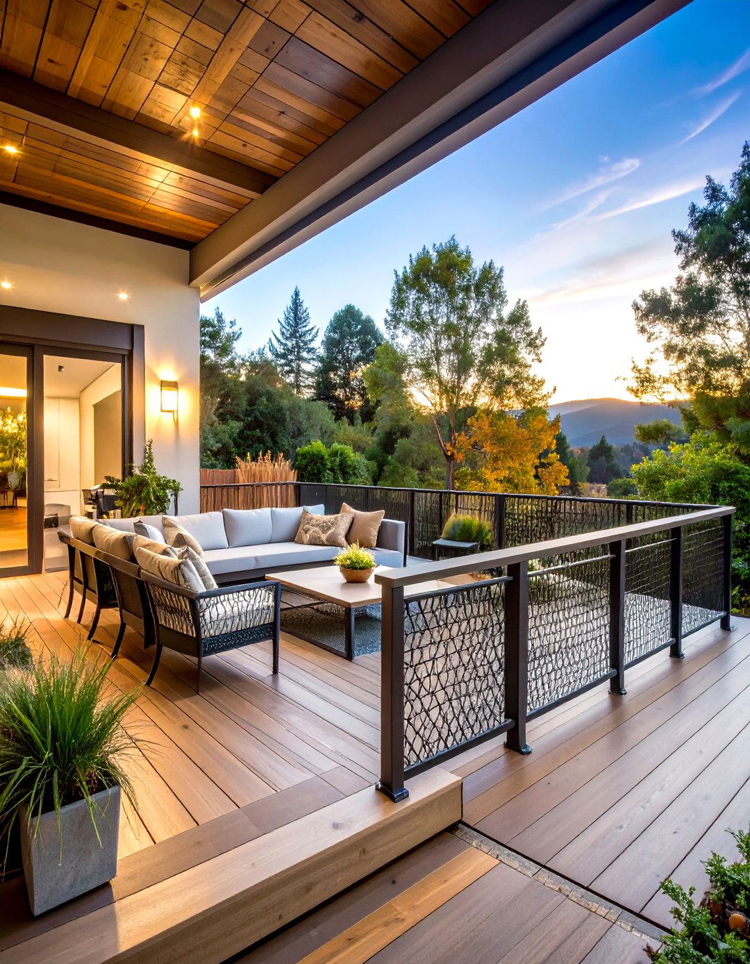 Split Level Deck Wire Transition - 24 Hog Wire Deck Railing Ideas