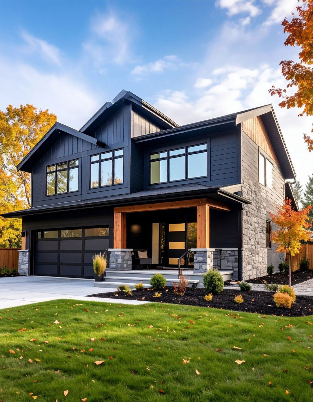 Split Level Modern Black Siding - 24 Red Brick House with Black Trim Design Ideas