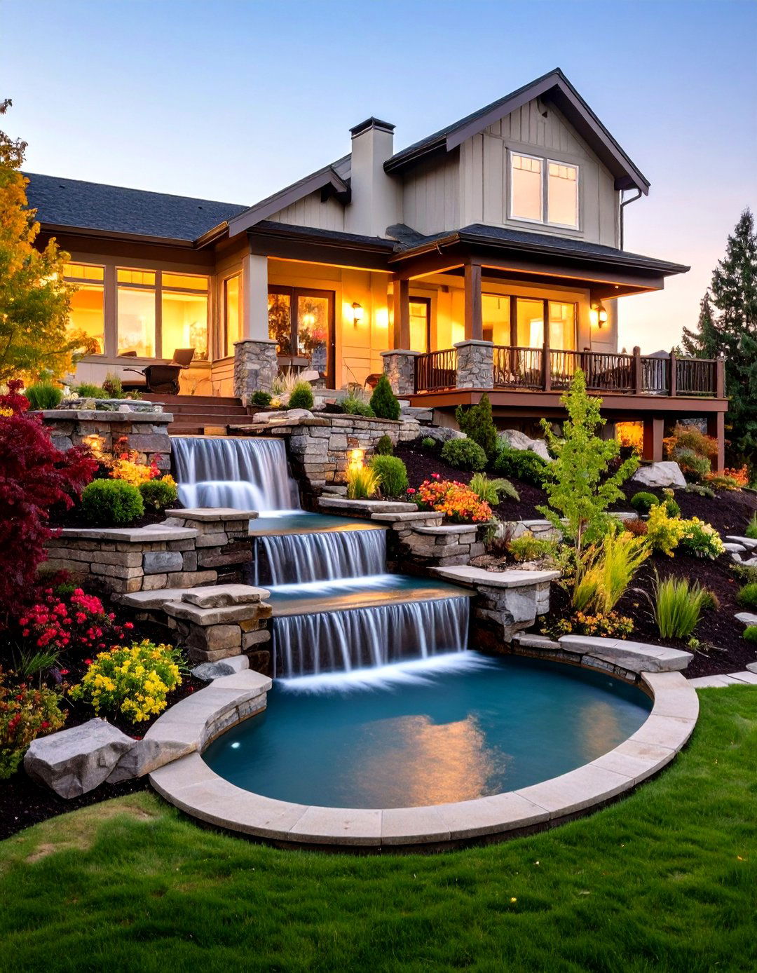 Split Level Waterfall Terrace Design - 24 Small Pond Ideas With Waterfalls
