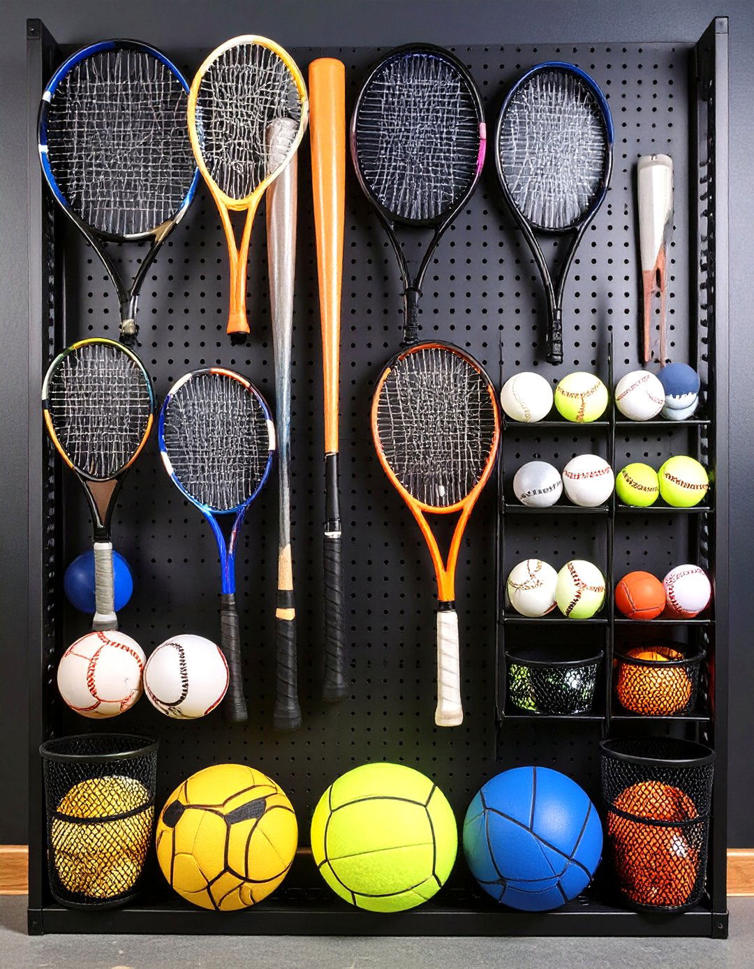 Sports Equipment Storage - 24 Pegboard Ideas