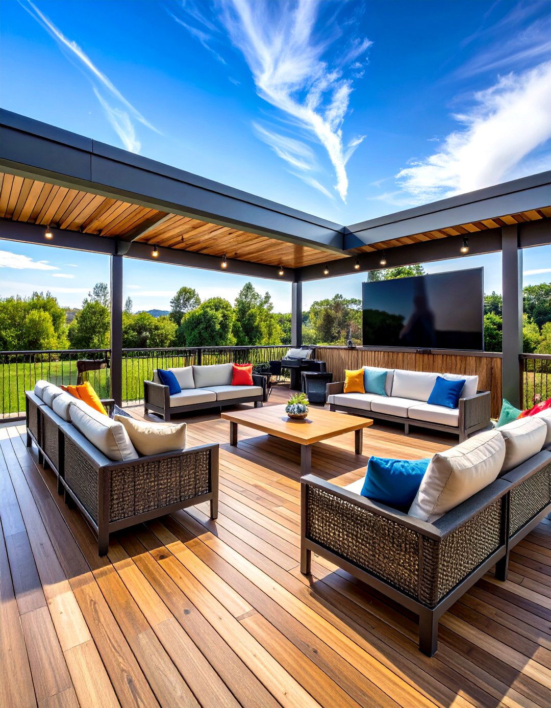 Sports Fan Entertainment Deck - 24 Screened-in Deck Ideas