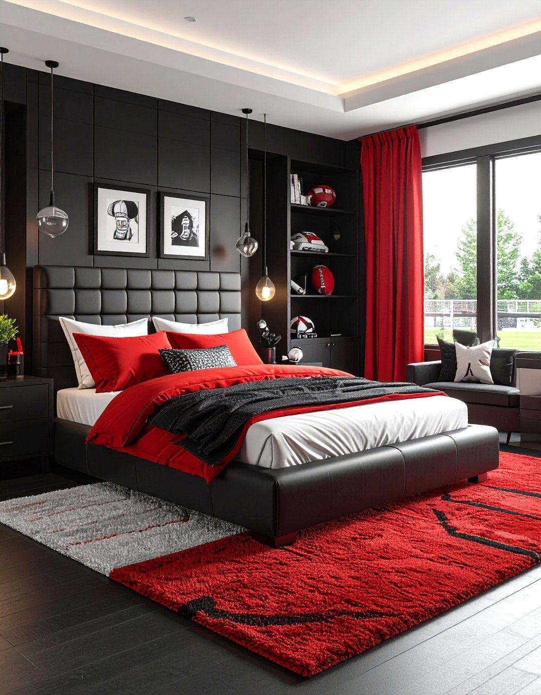 Sports Team Inspired Bedroom - 24 Red and Black Bedroom Ideas