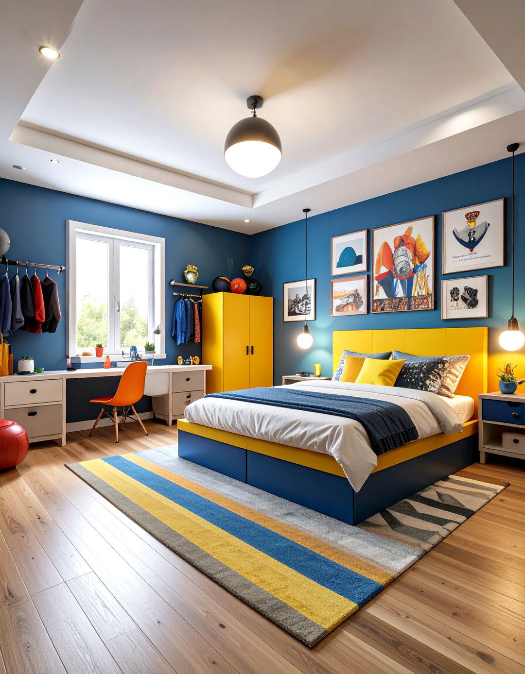 Sports Theme Teen Bedroom with Athletic Storage - 24 Teen Bedroom Ideas