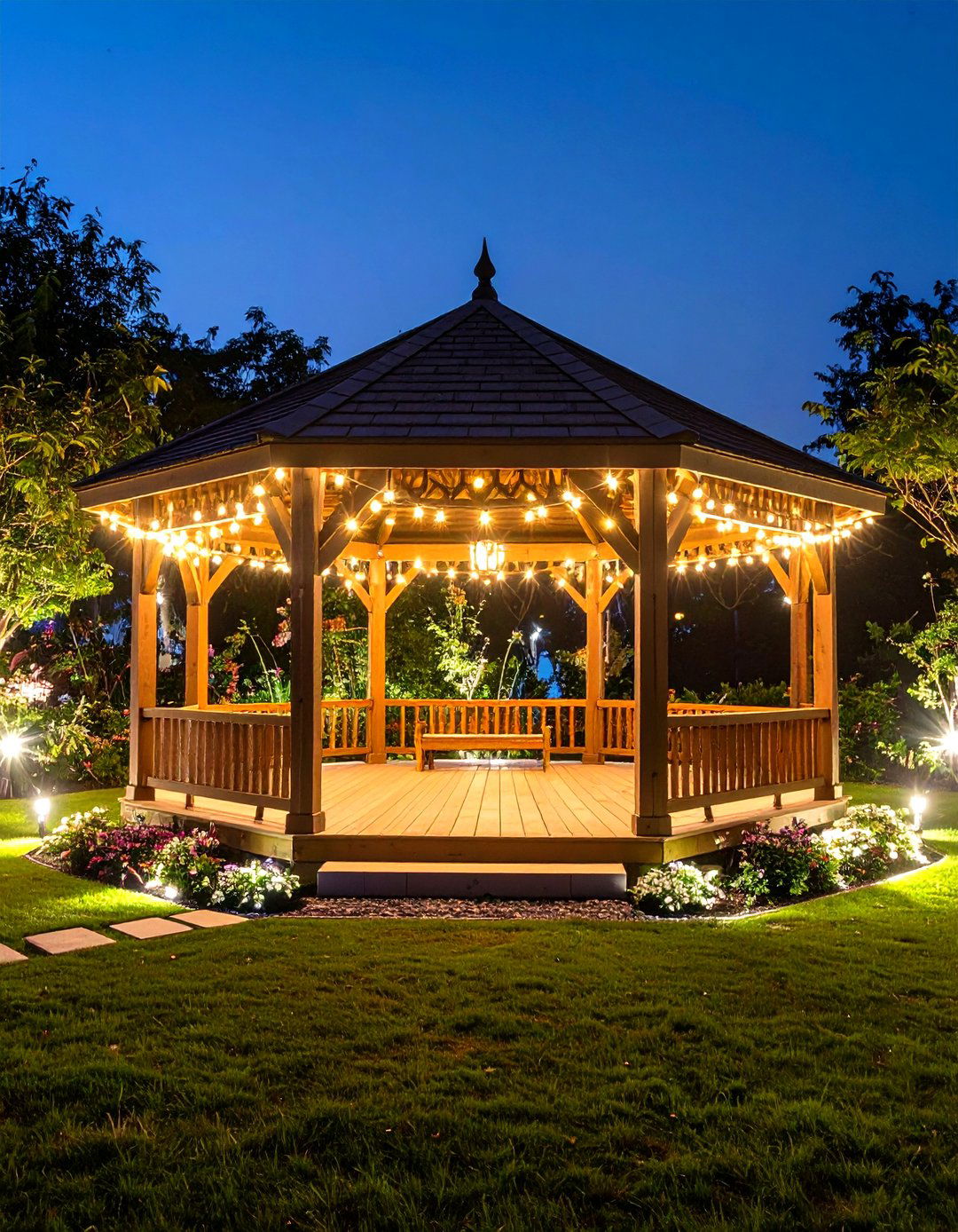 Spotlight Accent Features - 24 Gazebo Lighting Ideas