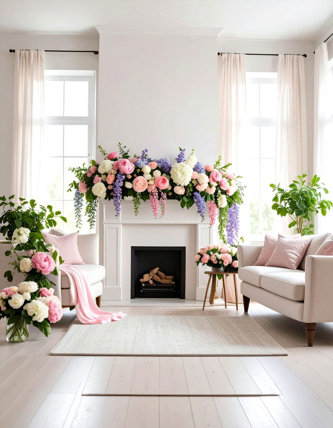 Spring Pastel Flower Garland - 24 Mantel Garland Ideas