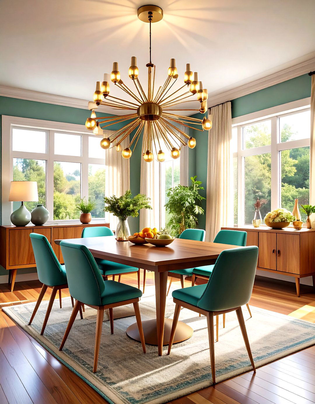 Sputnik Chandeliers for Dramatic Overhead Lighting - 24 70s Dining Room Design Ideas