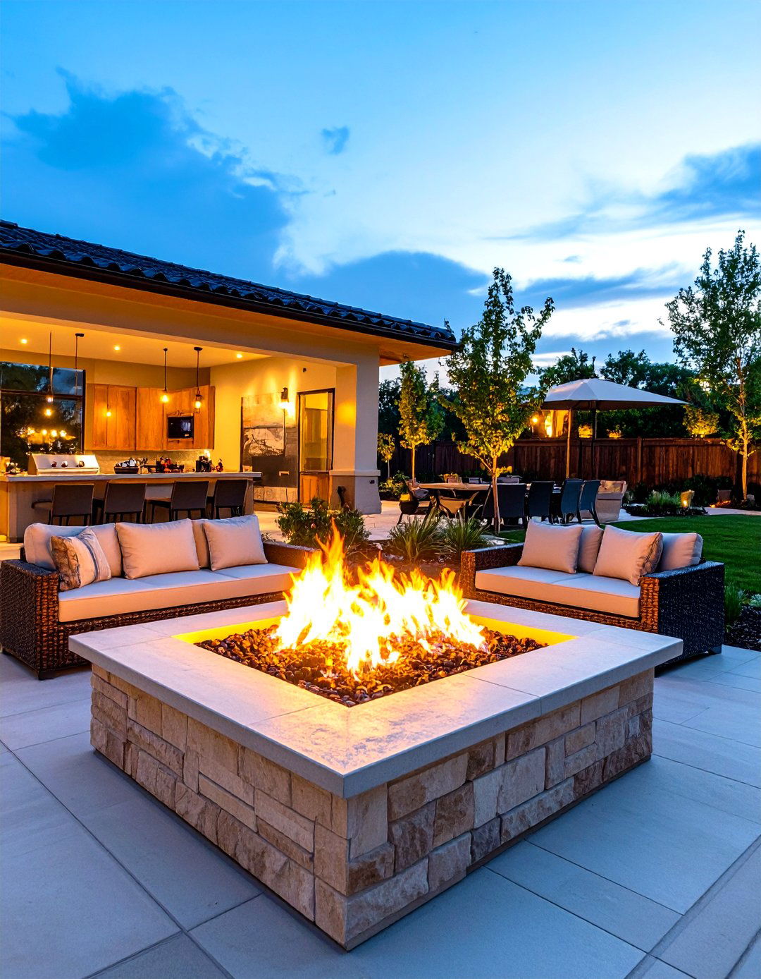 Square Fire Pit Entertainment Features - 24 Square Fire Pit Ideas