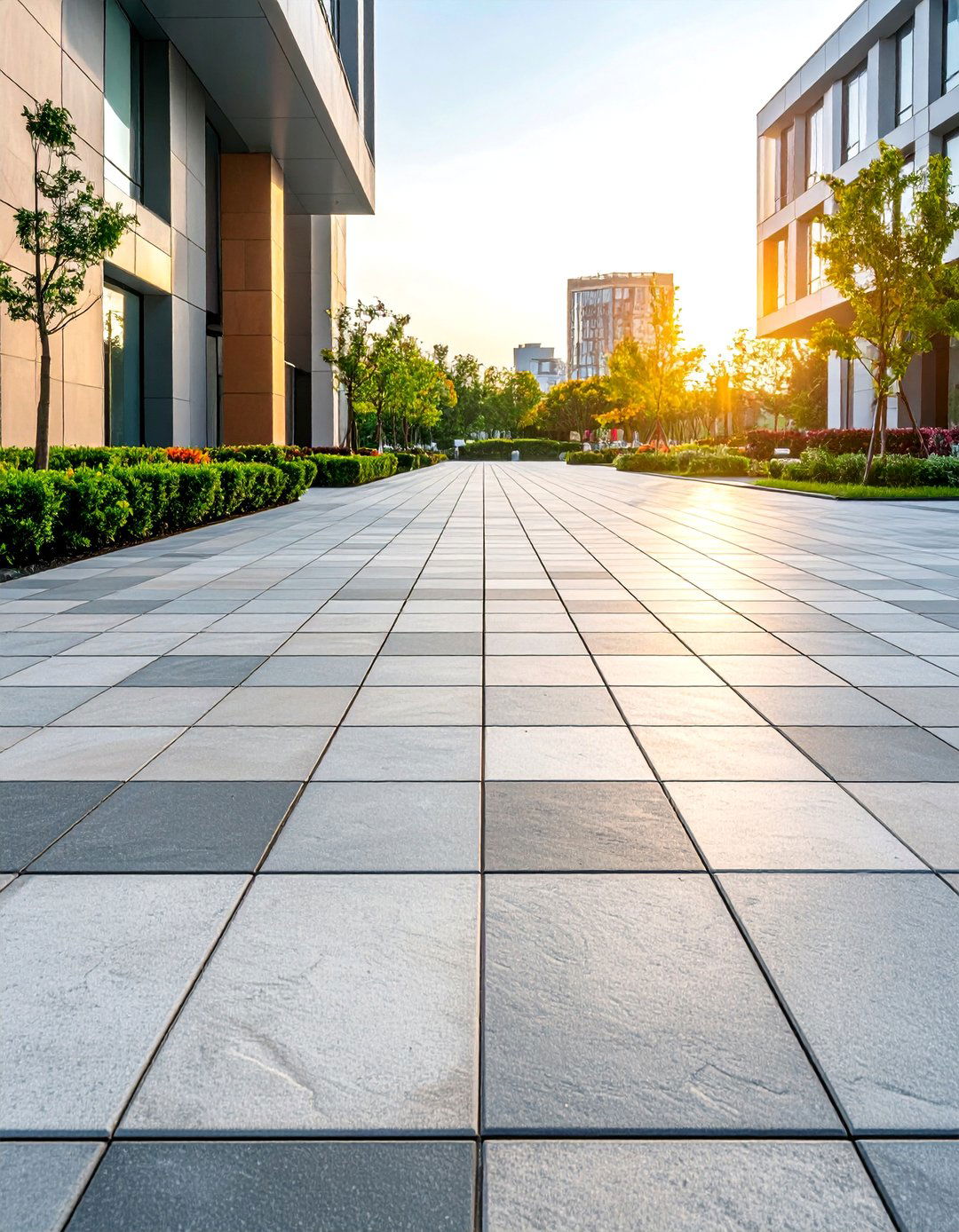 Stack Bond Contemporary Walkway - 24 Concrete Paver Walkway Ideas
