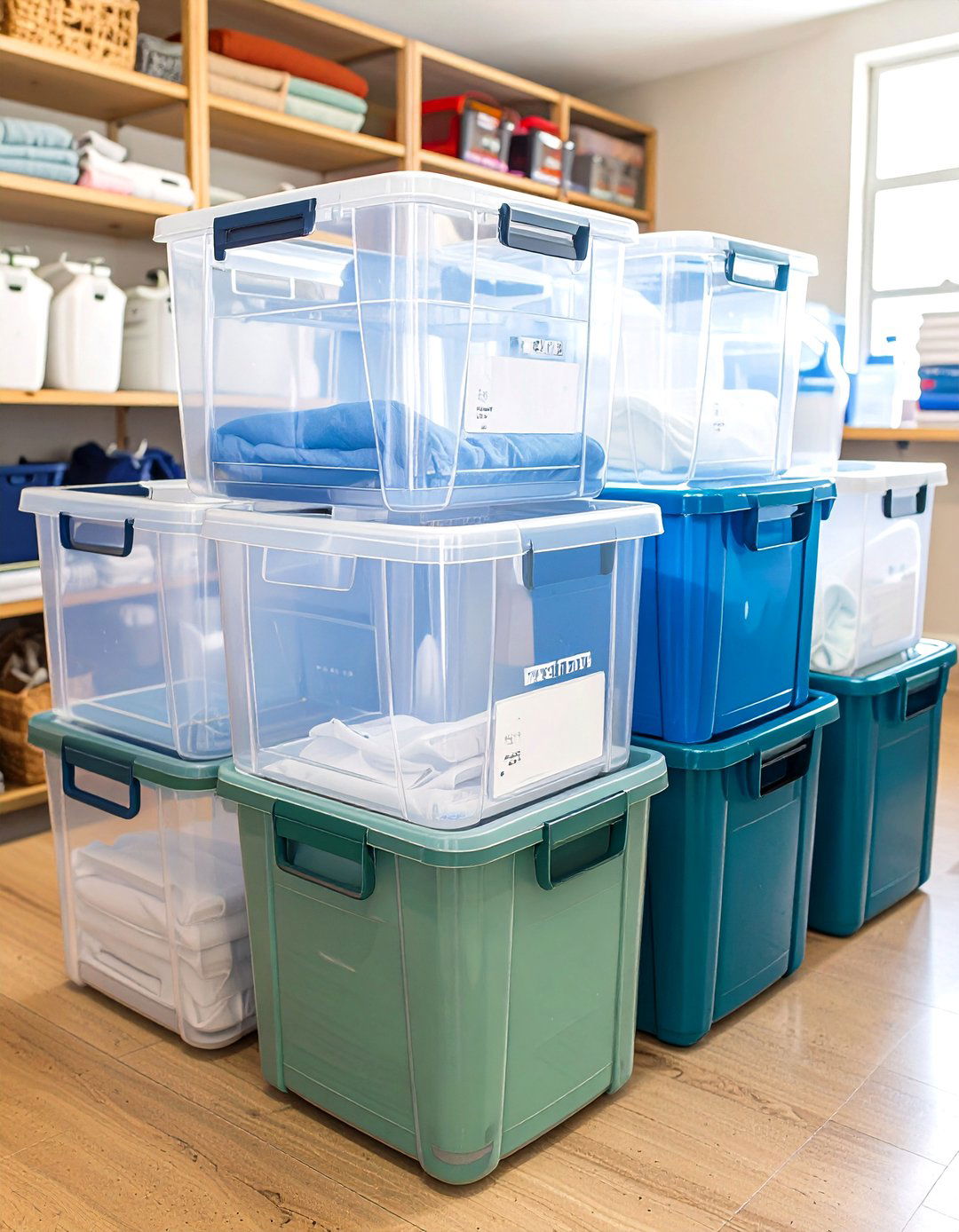 Stackable Clear Container System - 24 Laundry Detergent Storage Ideas