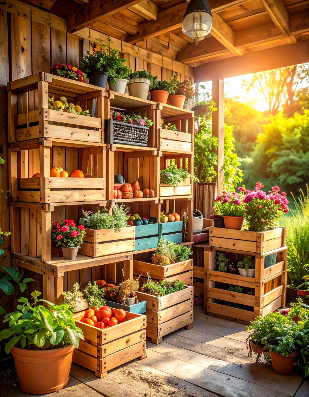 Stackable Crate Organization - 24 Shed Shelving Ideas