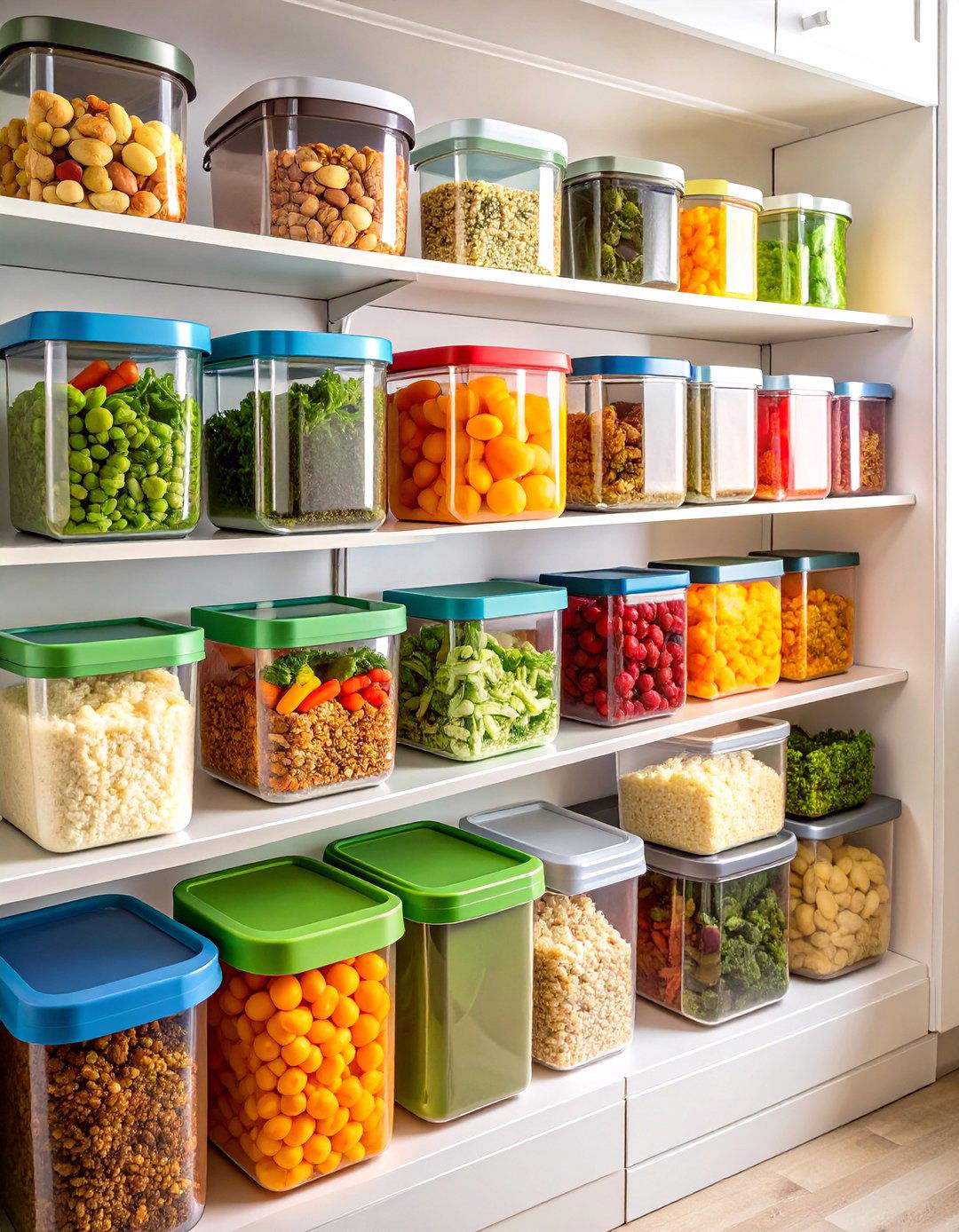 Stackable Food Container Organization - 24 Small Kitchen Storage Ideas