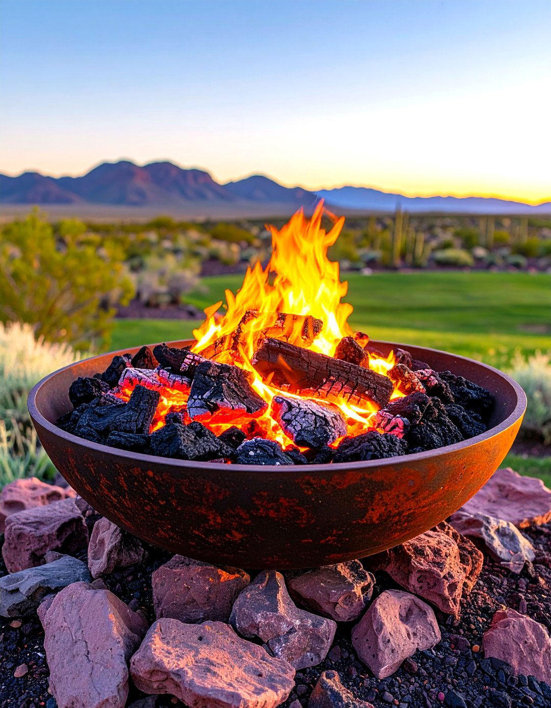 Stacked Lava Rock Fire Bowl - 24 Stone Fire Pit Ideas