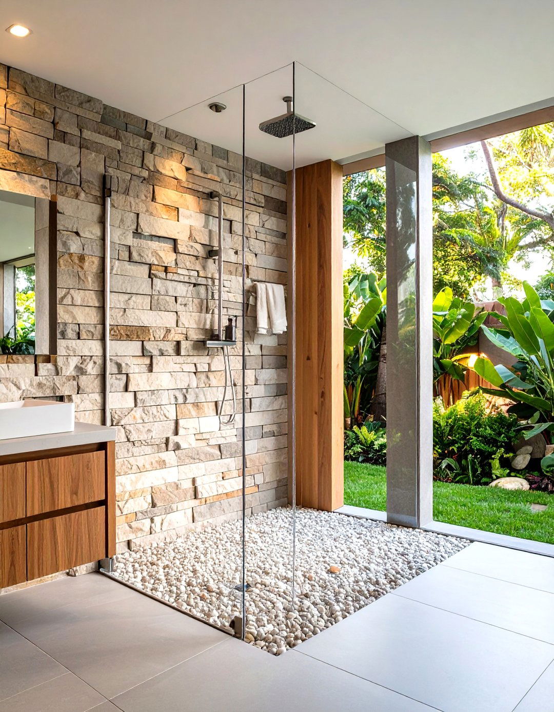 Stacked Stone Linear Dimension - 24 Stone Shower Design Ideas