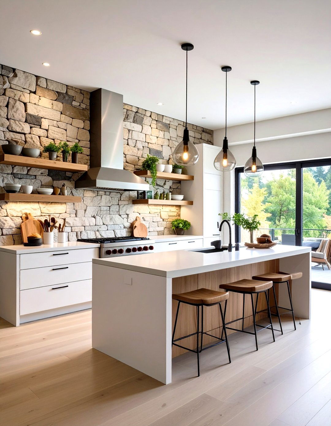 Stacked Stone Natural Wall - 24 Rustic Backsplash Ideas