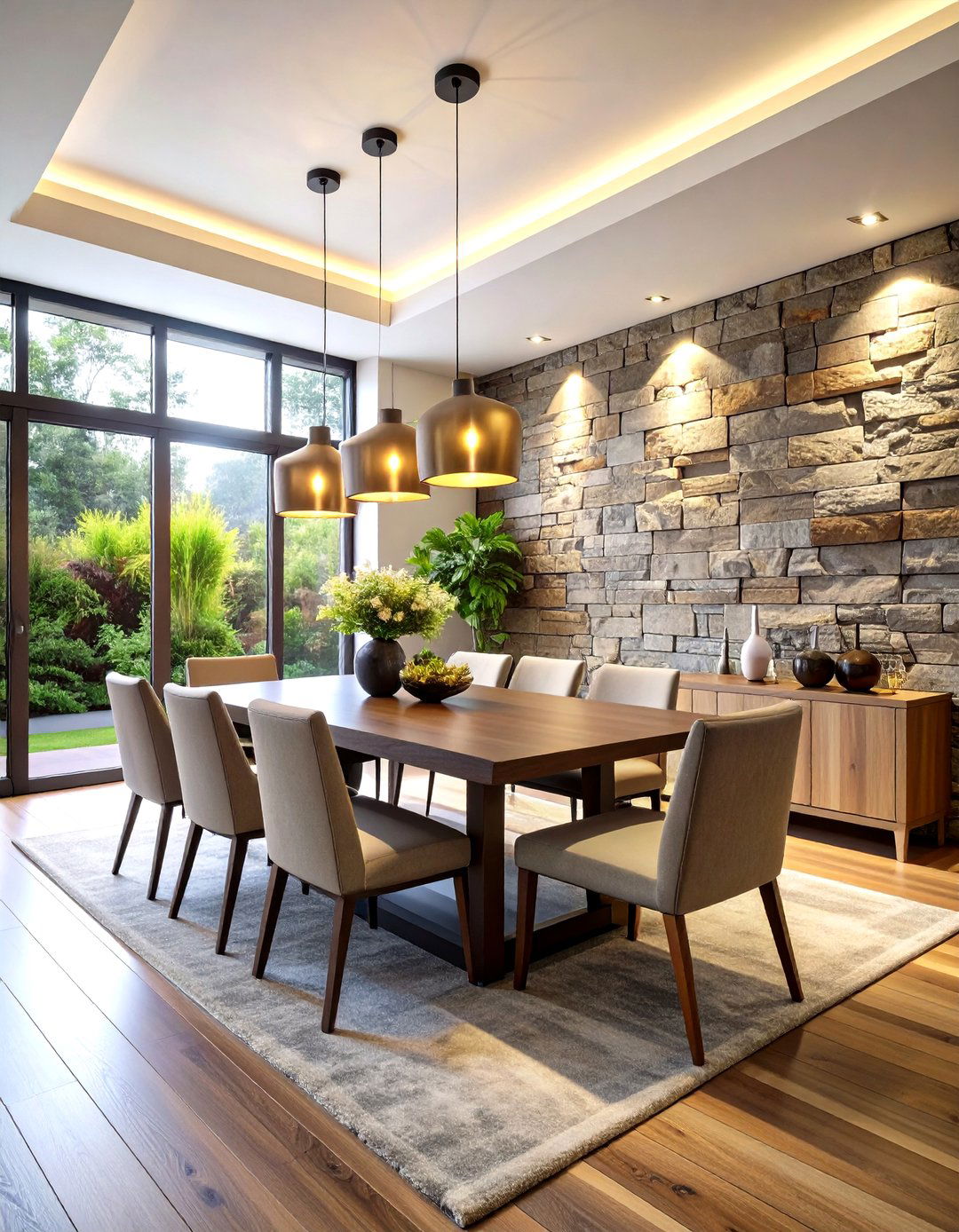 Stacked Stone or Tile Feature - 24 High Ceiling Tall Wall Decor Ideas