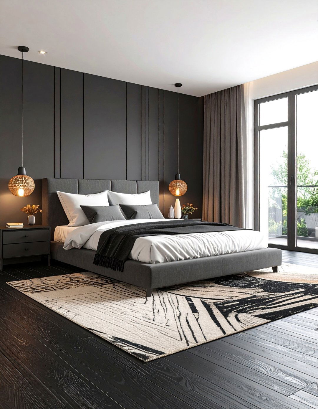 Stained Black Plywood Bedroom Floor - 24 Black Floor Bedroom Ideas