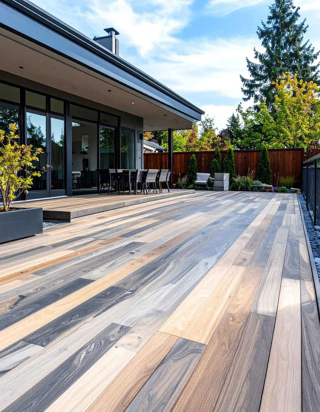 Stained Concrete Deck with Veining Effects - 24 Concrete Deck Ideas