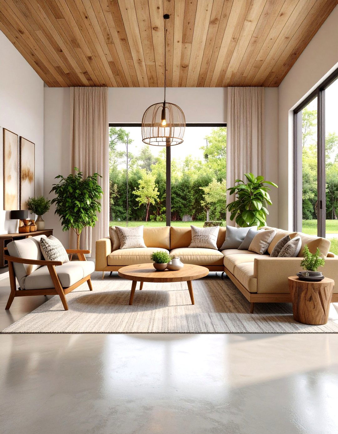Stained Concrete Floor with Modern Farmhouse Appeal - 24 Concrete Floor Living Room Ideas