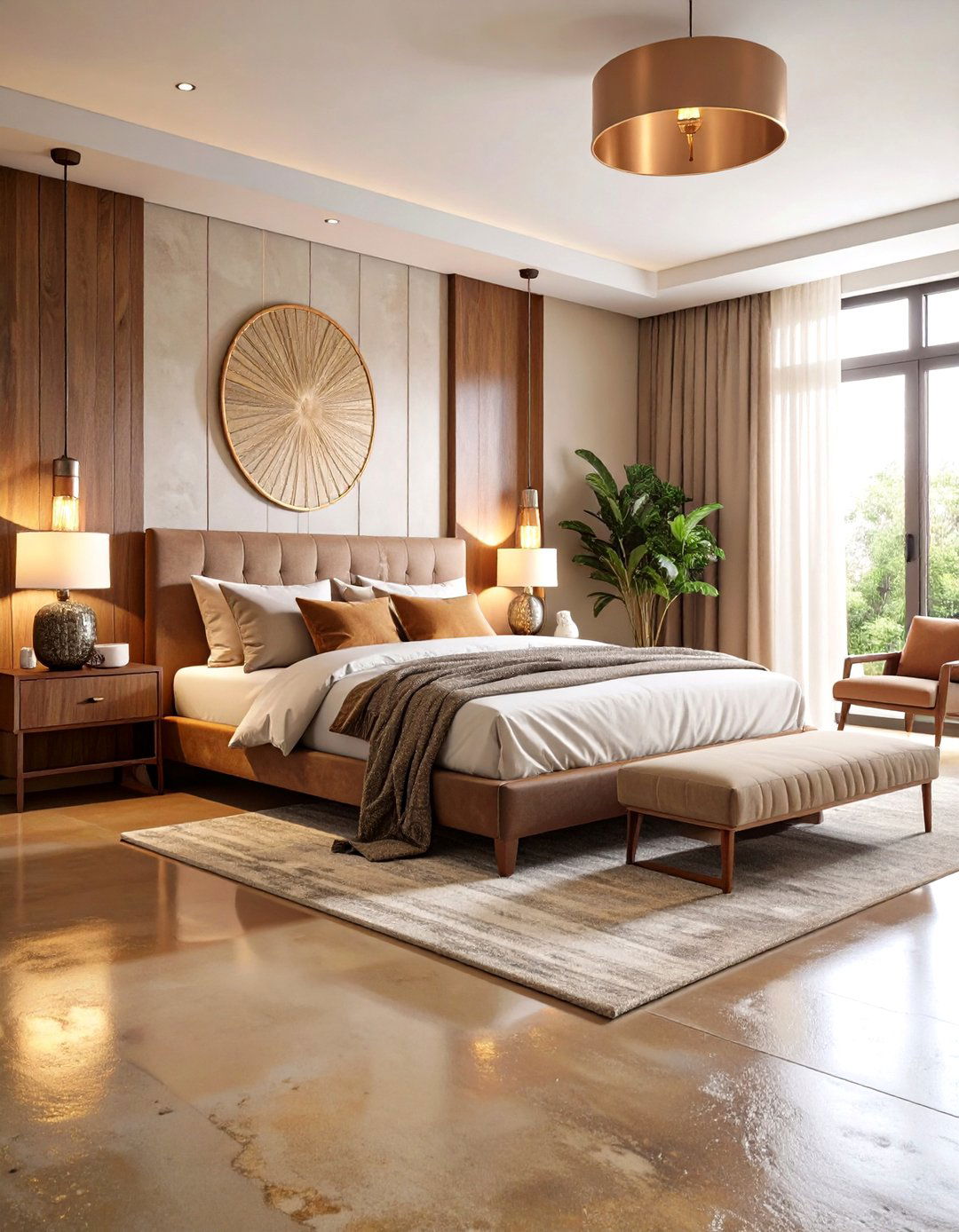 Stained Concrete with Warm Earth Tones - 24 Concrete Floor Bedroom Ideas