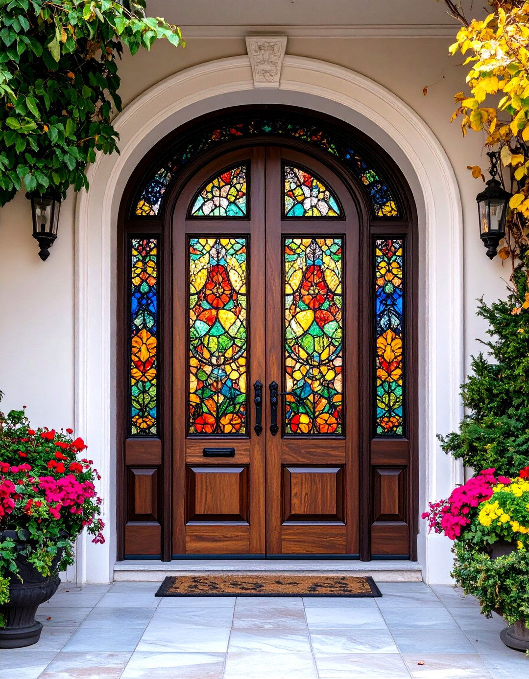 Stained Glass Artistry Panels - 24 Mediterranean Front Door Ideas