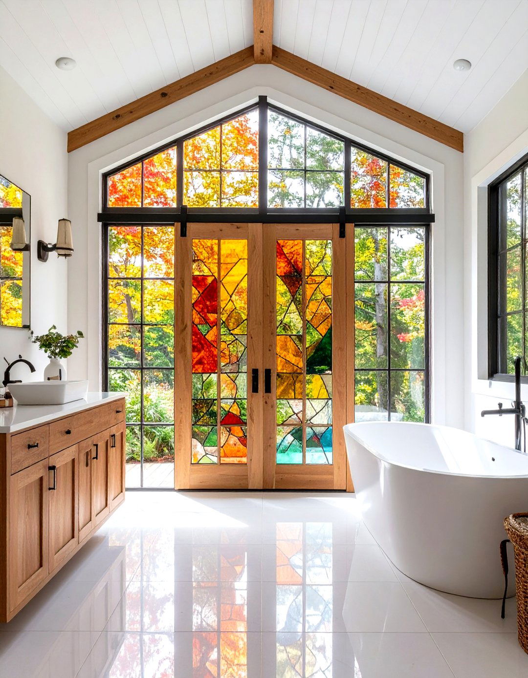 Stained Glass Bathroom Barn Door - 24 Bathroom Barn Door Ideas