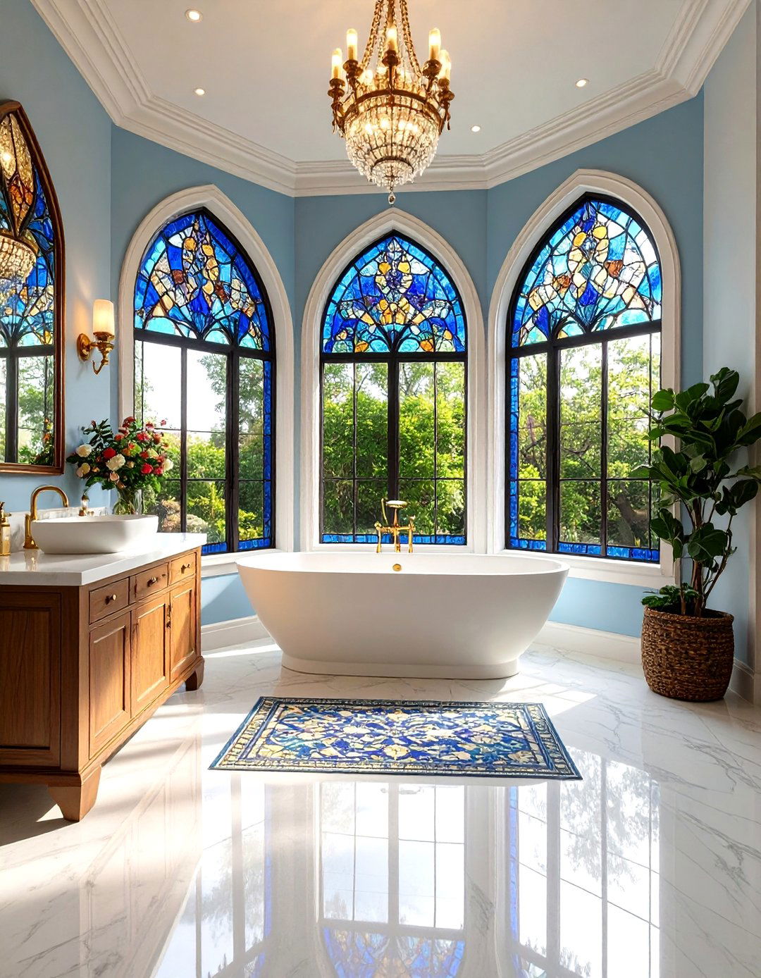 Stained Glass Gothic Bathroom Elements - 24 Gothic Bathroom Ideas