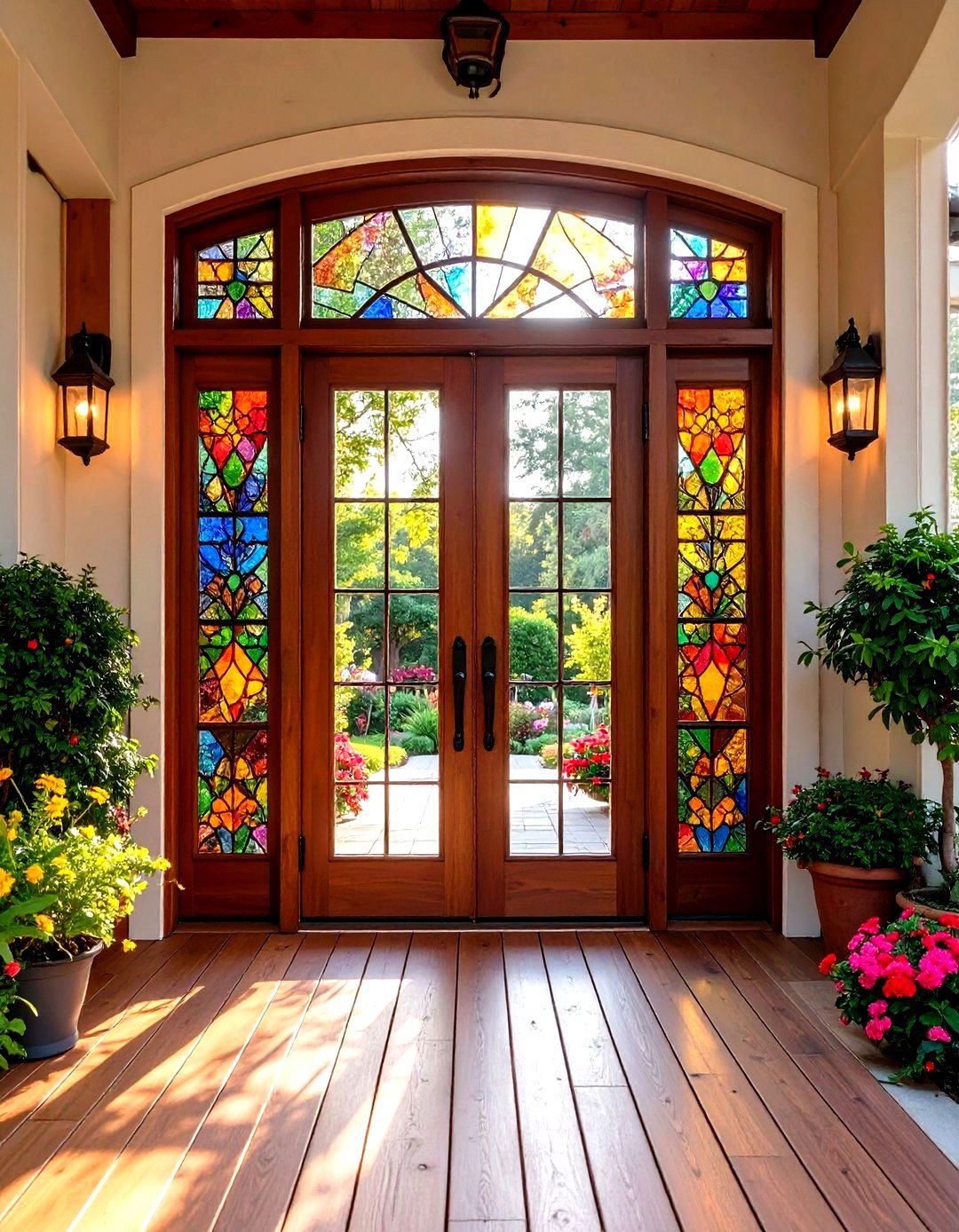 Stained Glass Insert Accent Gate - 24 Deck Gate Ideas