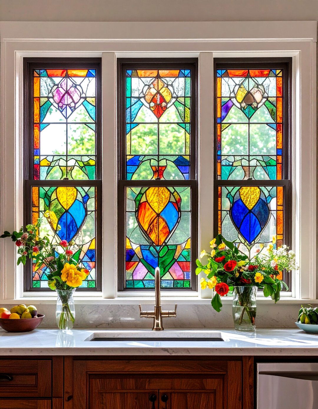 Stained Glass Window Accents - 24 Tudor Kitchen Ideas