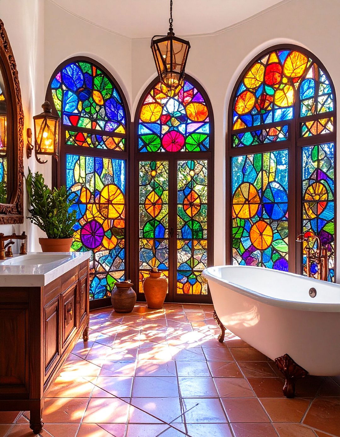 Stained Glass Window Bathroom - 24 Mexican Bathroom Ideas