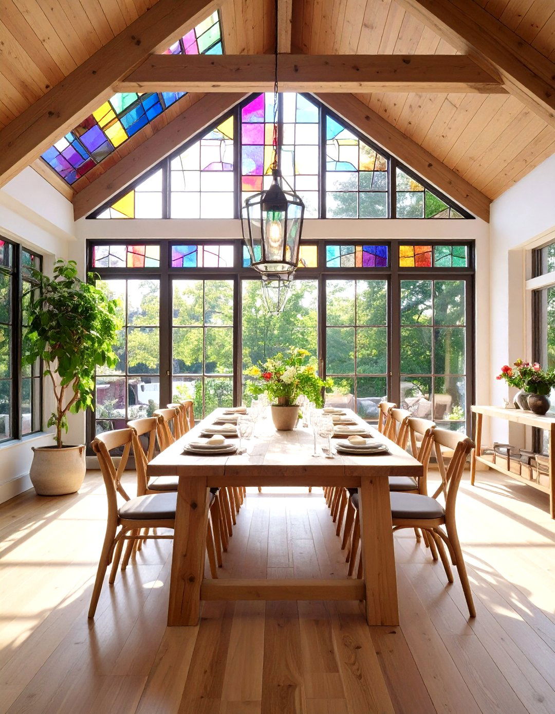 Stained Glass and Beam Combinations - 24 Rustic Ceiling Ideas