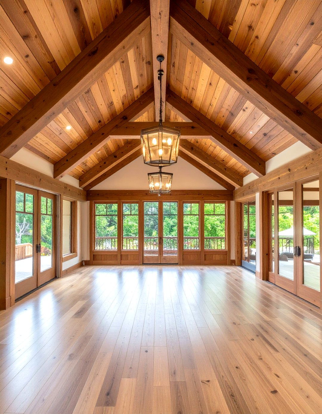 Stained Wood Beam Enhancement - 24 Exposed Basement Ceiling Ideas