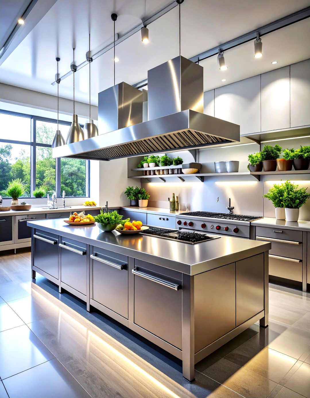 Stainless Steel Kitchen Countertops with Professional Chef Theme - 24 Kitchen Countertop Ideas