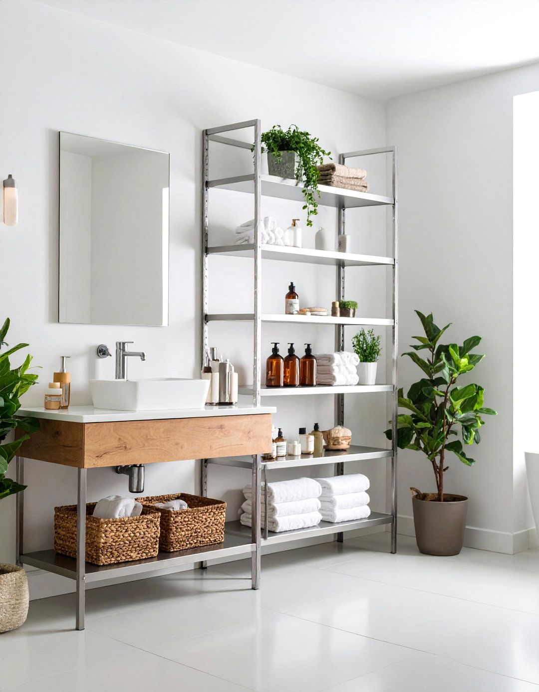 Stainless Steel Wall Shelves - 24 Bathroom Shelf Ideas