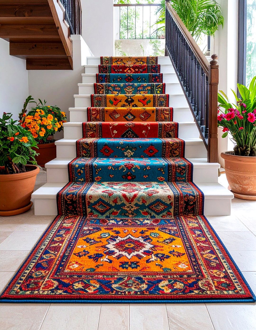Stair Runner Boho Safety Style - 24 Boho Rug Ideas