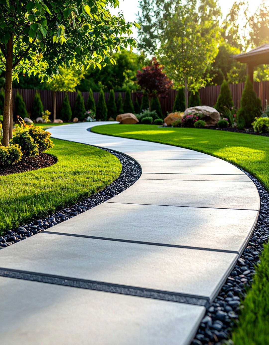 Stamped Concrete Curved Designs - 24 Curved Walkway Ideas