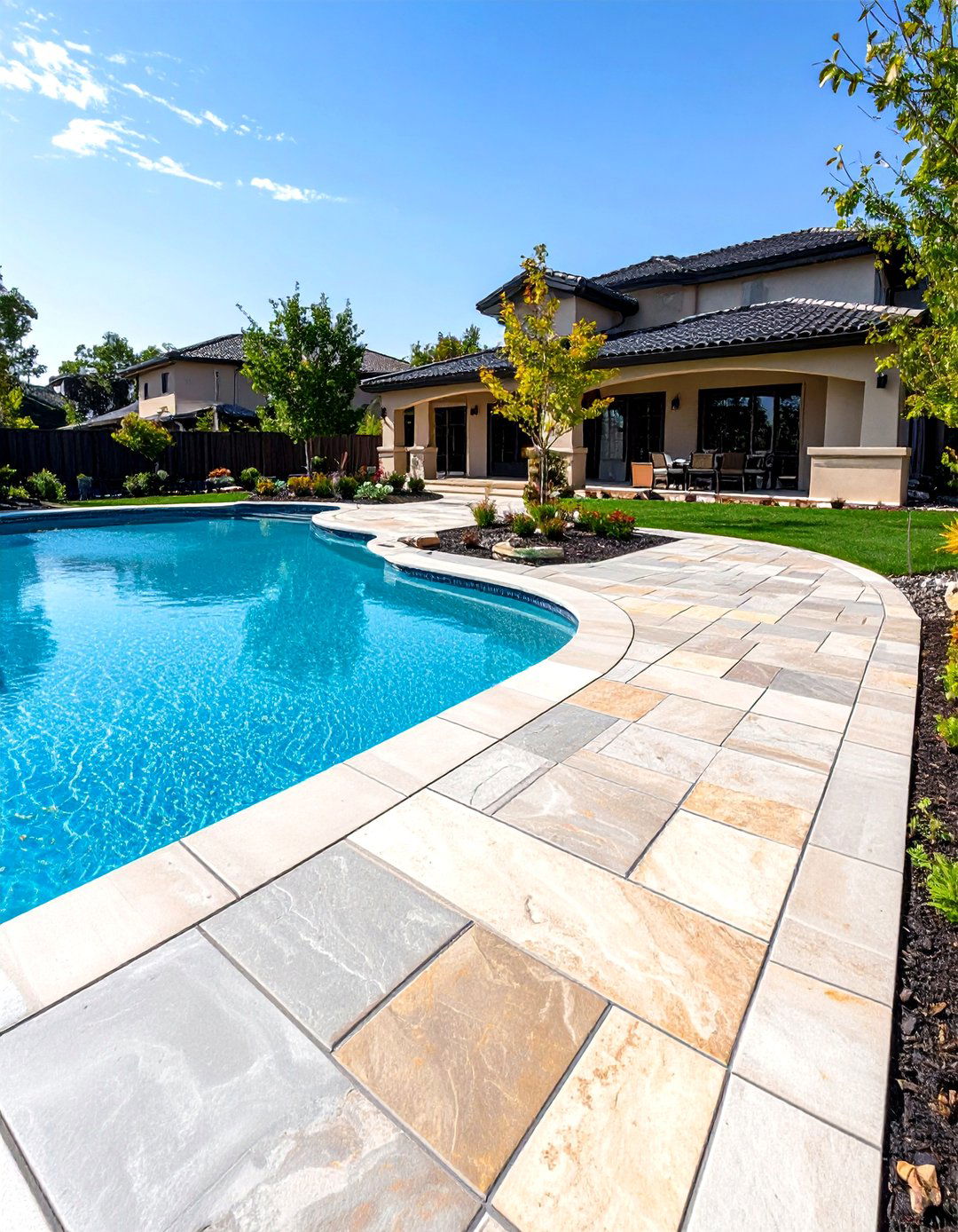 Stamped Concrete Pattern Design - 24 Above Ground Pool Walkway Ideas