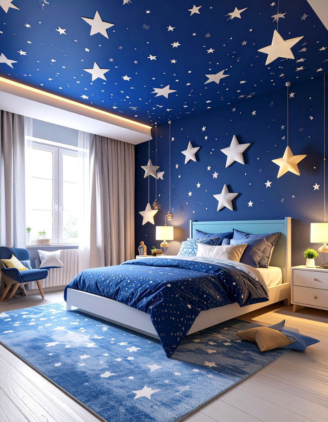 Starry Night Ceiling Theme - 24 Kids Room Paint Ideas