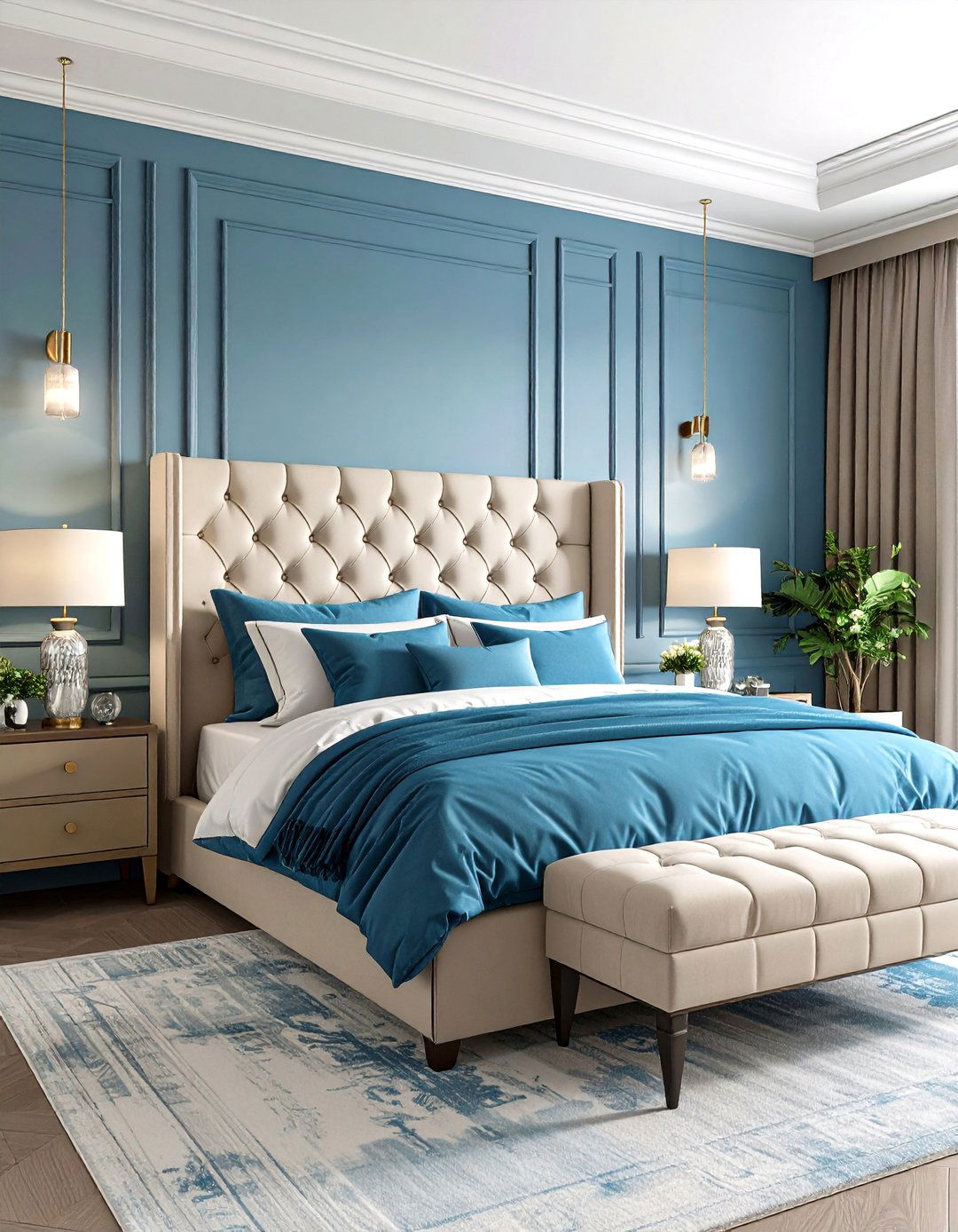 Statement Beige Headboard Design - 24 Beige Bedroom Ideas
