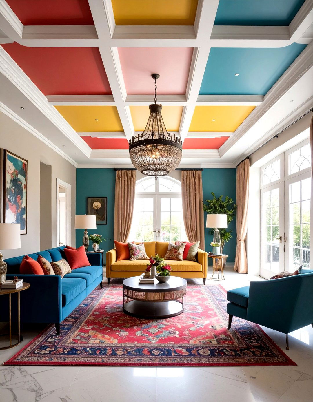 Statement Ceiling Treatments - 24 Eclectic Living Room Ideas