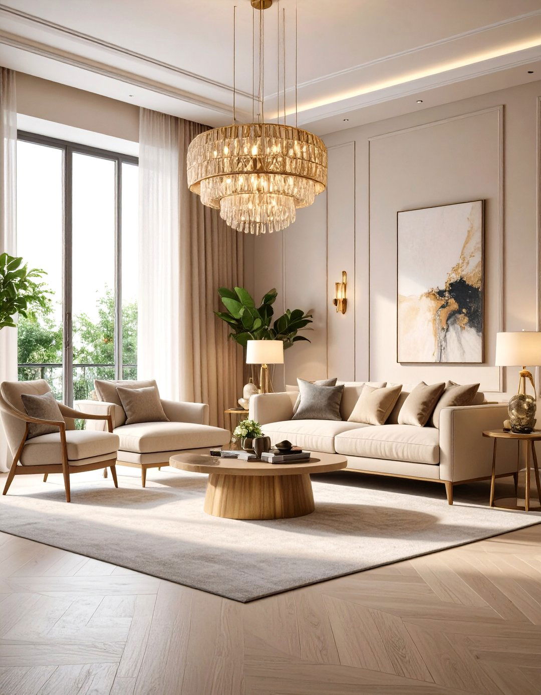 Statement Lighting Blue and Beige Living Room - 24 blue and beige living room ideas