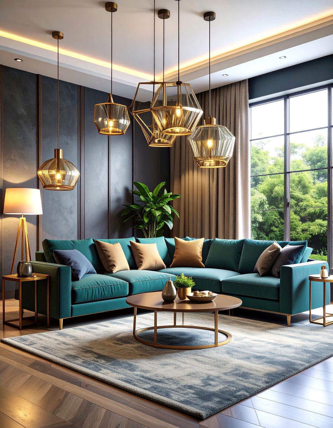 Statement Lighting Dramatic Focus - 24 Aesthetic Living Room Ideas