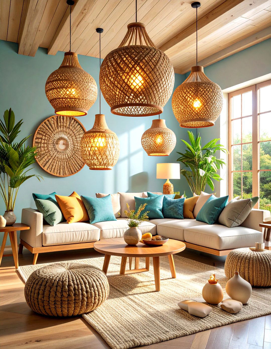 Statement Lighting Living Room - 24 Organic Modern Living Room Design Ideas